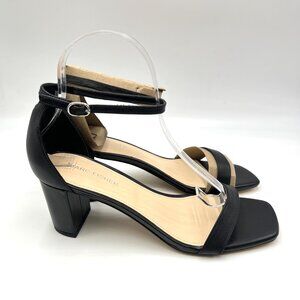 Marc Fisher Womens Size 8.5 Jaron Black Leather Block Heels Sandals‎ Shoes